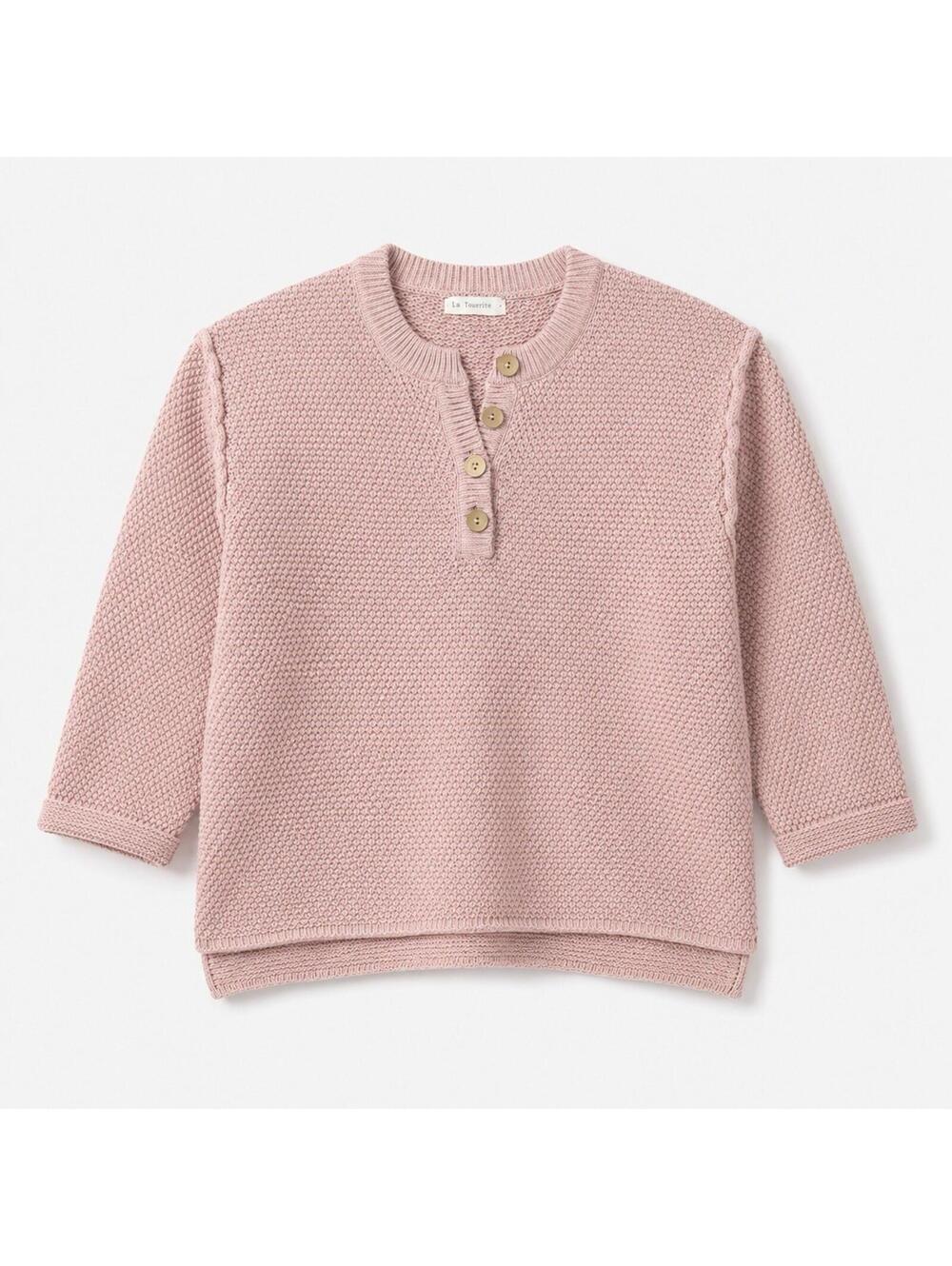 By Together Women’s M. Wide-fit 1/4 Button Pink Sweater Grunge